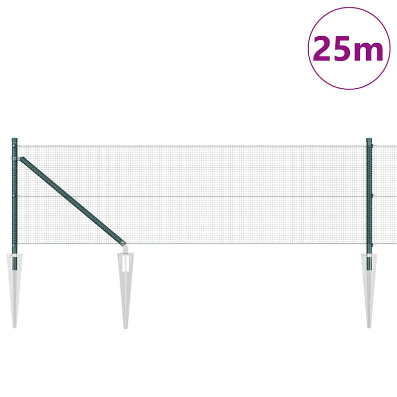 Afbeelding laden in galerijviewer, Vidaxl afrasteringspaal groen 25 x 0,5 m (12 x 12 mm gaas) staal
