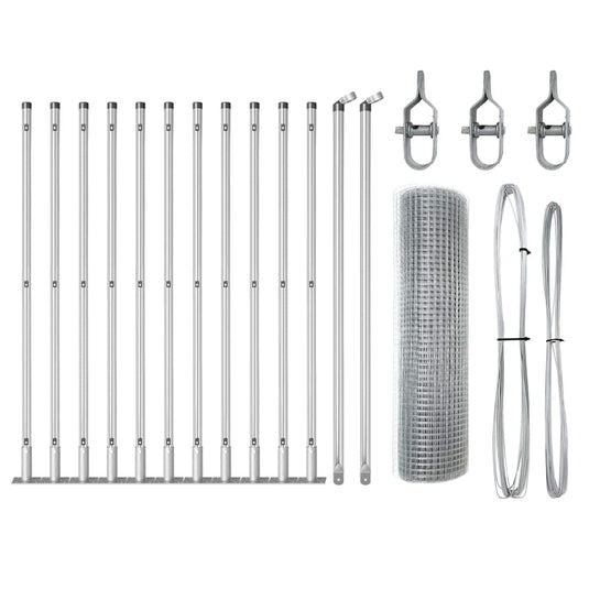 Vidaxl afrasteringspaal zilver 25 x 0,5 m (16 x 16 mm gaas) staal