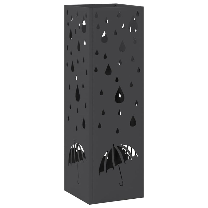 Afbeelding laden in galerijviewer, Vidaxl paraplu standaard met opslag zwart 15,5 x 15,5 x 49 cm metaal
