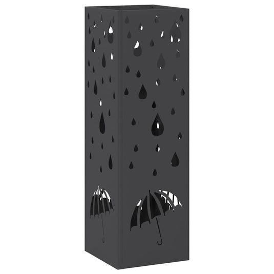 Vidaxl paraplu standaard met opslag zwart 15,5 x 15,5 x 49 cm metaal