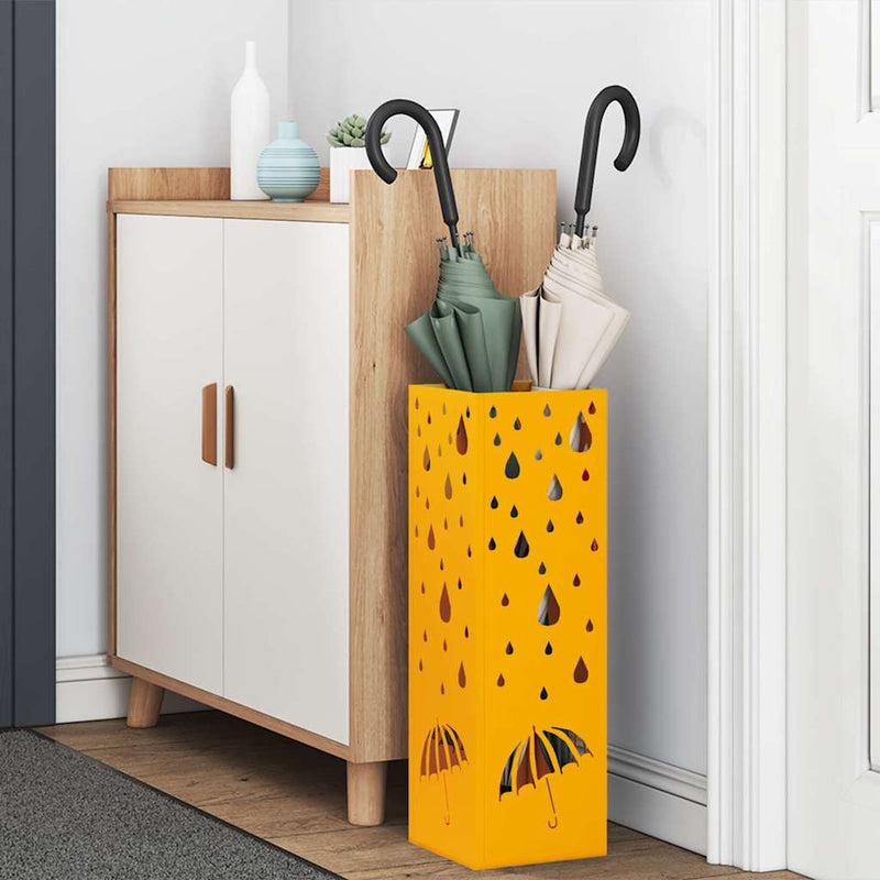 Afbeelding laden in galerijviewer, Vidaxl paraplu standaard mosterdgeel 15,5 x 15,5 x 49 cm metaal
