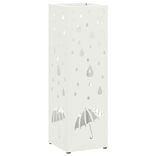 Vidaxl paraplu standaard met opslag wit 15,5 x 15,5 x 49 cm metaal