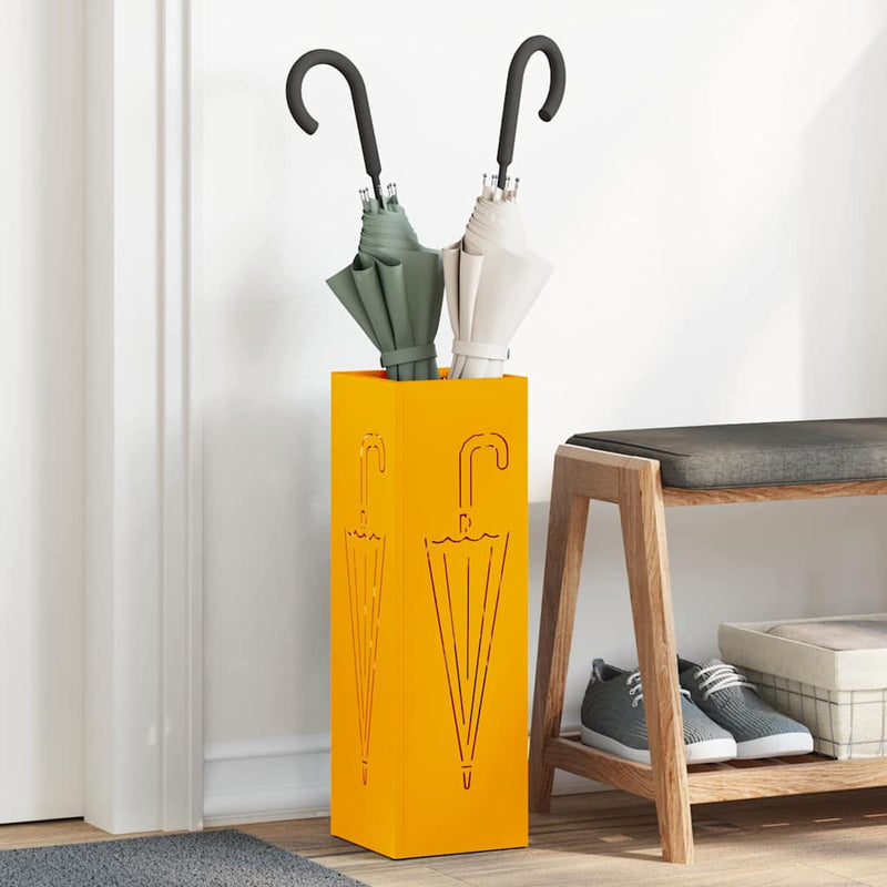 Afbeelding laden in galerijviewer, Vidaxl paraplu standaard mosterdgeel 15,5 x 15,5 x 49 cm metaal
