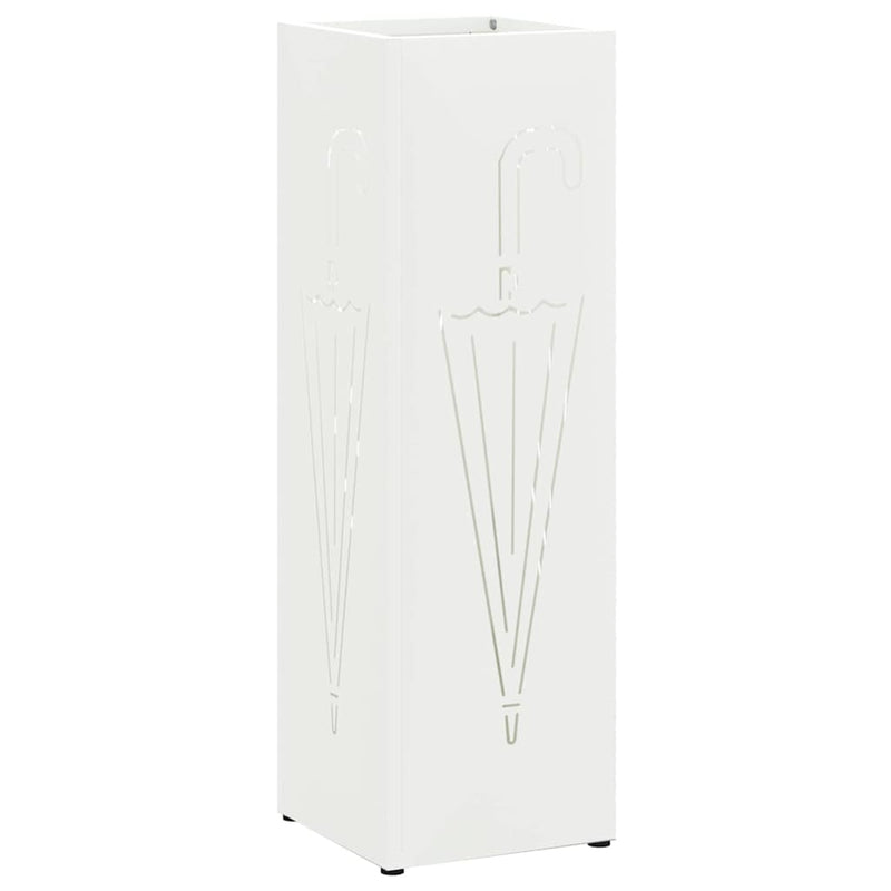 Afbeelding laden in galerijviewer, Vidaxl paraplu standaard met opslag wit 15,5 x 15,5 x 49 cm metaal

