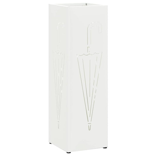 Vidaxl paraplu standaard met opslag wit 15,5 x 15,5 x 49 cm metaal