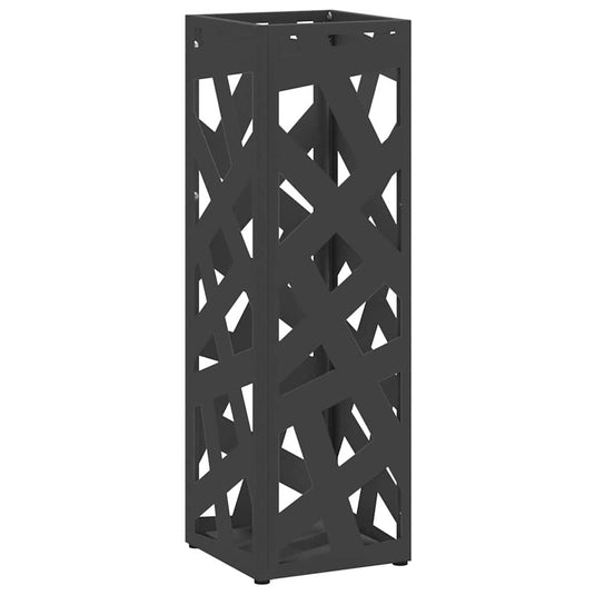 Vidaxl paraplu standaard met opslag zwart 15,5 x 15,5 x 49 cm metaal