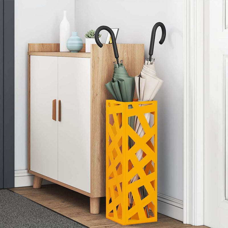 Afbeelding laden in galerijviewer, Vidaxl paraplu standaard mosterdgeel 15,5 x 15,5 x 49 cm metaal
