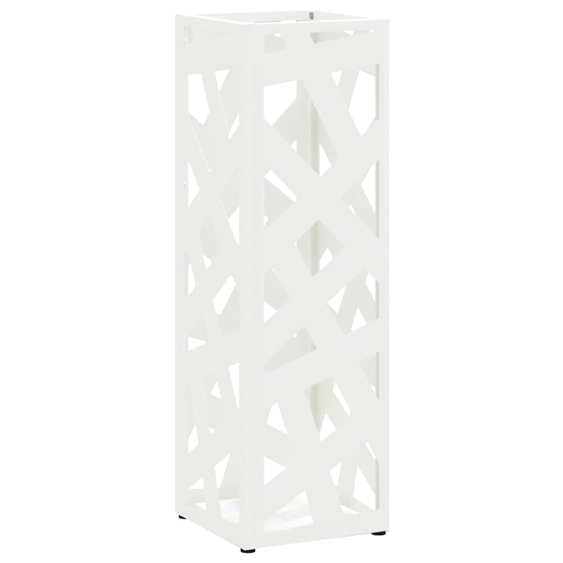 Afbeelding laden in galerijviewer, Vidaxl paraplu standaard met opslag wit 15,5 x 15,5 x 49 cm metaal
