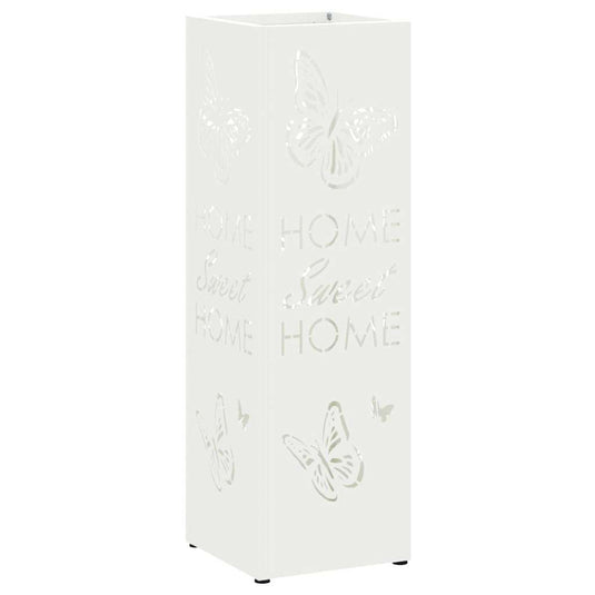 Vidaxl paraplu standaard met opslag wit 15,5 x 15,5 x 49 cm metaal