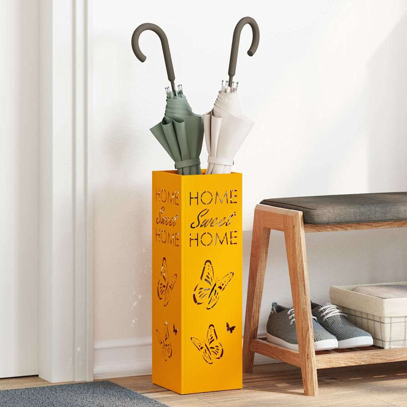 Afbeelding laden in galerijviewer, Vidaxl paraplu standaard mosterdgeel 15,5 x 15,5 x 49 cm metaal
