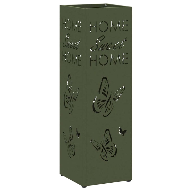 Afbeelding laden in galerijviewer, Vidaxl paraplu standaard olijfgroen 15,5 x 15,5 x 49 cm metaal
