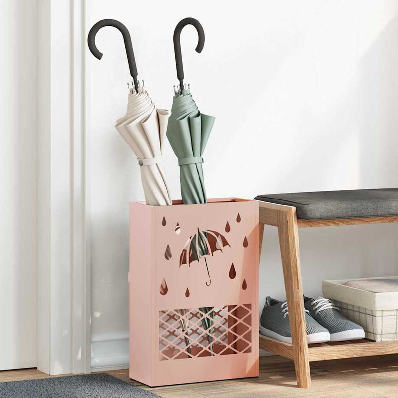 Afbeelding laden in galerijviewer, Vidaxl paraplu standaard roze 28 x 12 x 41 cm staal
