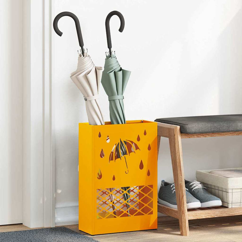 Afbeelding laden in galerijviewer, Vidaxl paraplu standaard mosterdgeel 28 x 12 x 41 cm staal

