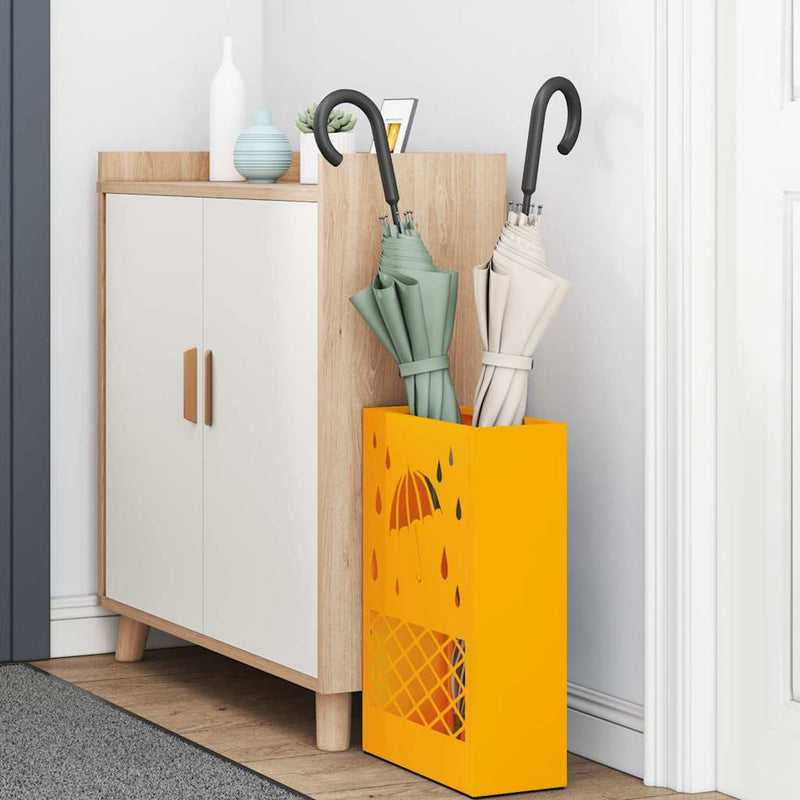 Afbeelding laden in galerijviewer, Vidaxl paraplu standaard mosterdgeel 28 x 12 x 41 cm staal
