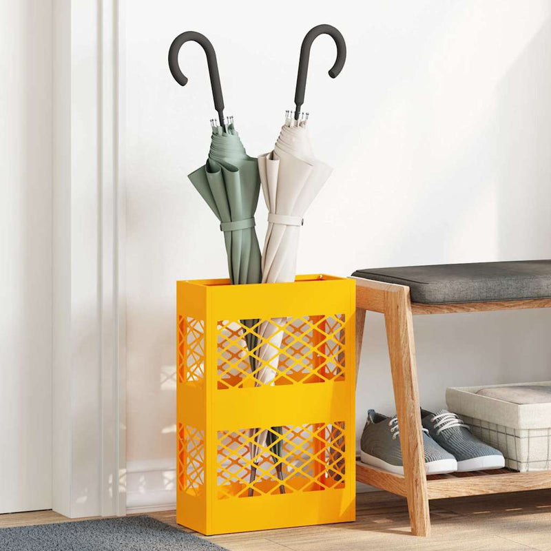 Afbeelding laden in galerijviewer, Vidaxl paraplu standaard mosterdgeel 28 x 12 x 41 cm staal
