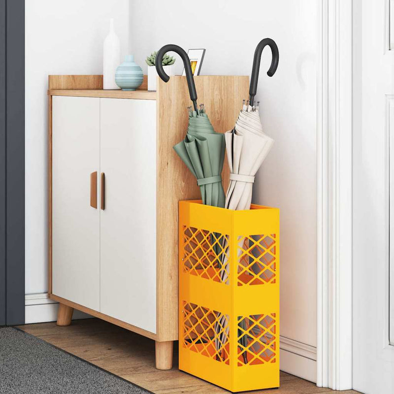 Afbeelding laden in galerijviewer, Vidaxl paraplu standaard mosterdgeel 28 x 12 x 41 cm staal
