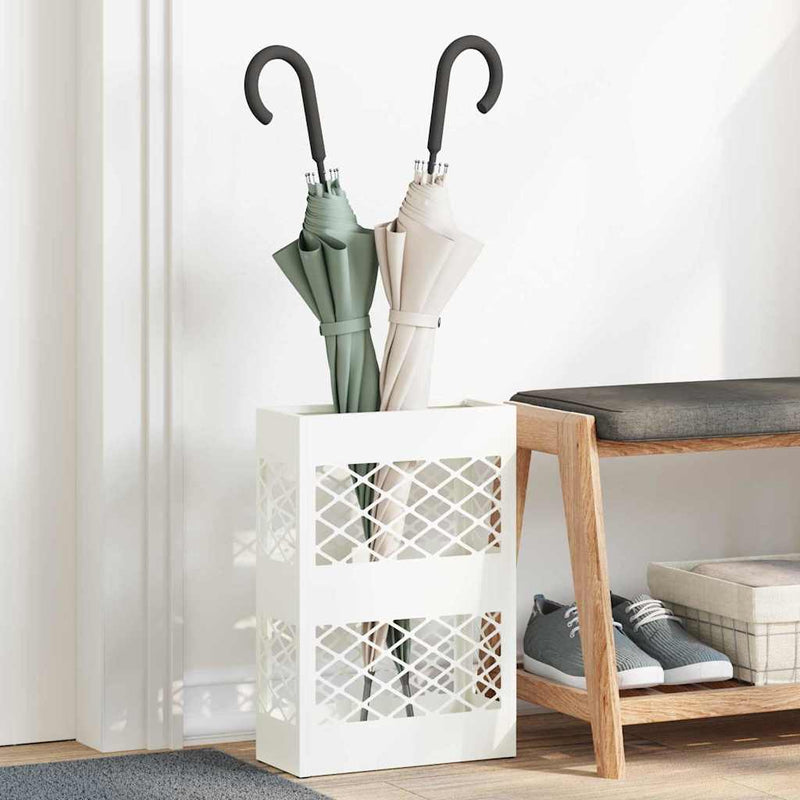 Afbeelding laden in galerijviewer, Vidaxl paraplu standaard wit 28 x 12 x 41 cm staal

