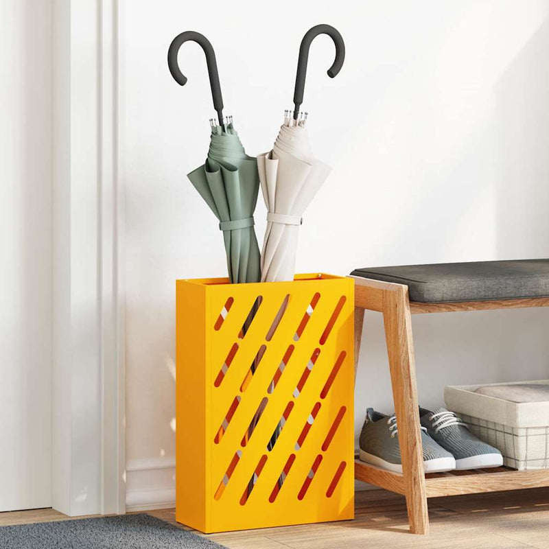 Afbeelding laden in galerijviewer, Vidaxl paraplu standaard mosterdgeel 28 x 12 x 41 cm staal
