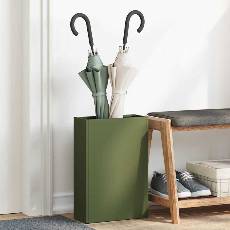 Afbeelding laden in galerijviewer, Vidaxl regen paraplu standaard olijfgroen 28 x 12 x 41 cm staal
