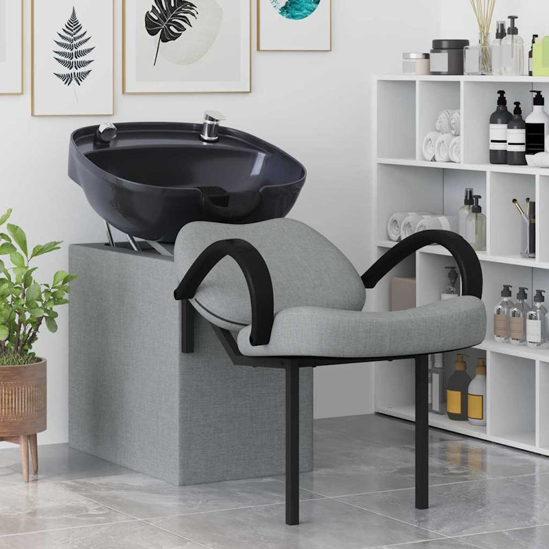 Afbeelding laden in galerijviewer, Vidaxl shampoo stoel lichtgrijs en zwart 63 x 141 x 92 cm stof
