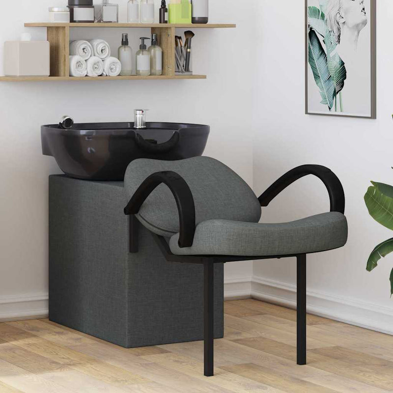 Afbeelding laden in galerijviewer, Vidaxl shampoo stoel donkergrijs en zwart 63 x 141 x 92 cm stof
