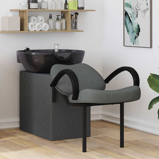 Vidaxl shampoo stoel donkergrijs en zwart 63 x 141 x 92 cm stof