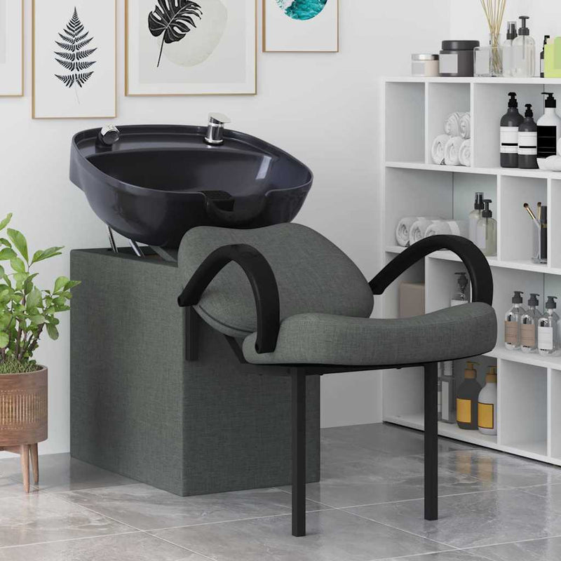 Afbeelding laden in galerijviewer, Vidaxl shampoo stoel donkergrijs en zwart 63 x 141 x 92 cm stof

