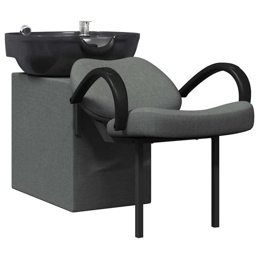 Vidaxl shampoo stoel donkergrijs en zwart 63 x 141 x 92 cm stof