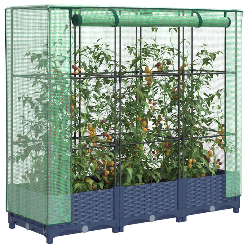 Afbeelding laden in galerijviewer, Vidaxl verhoogde plantenbak met kashoes rotanlook 120x40x123 cm

