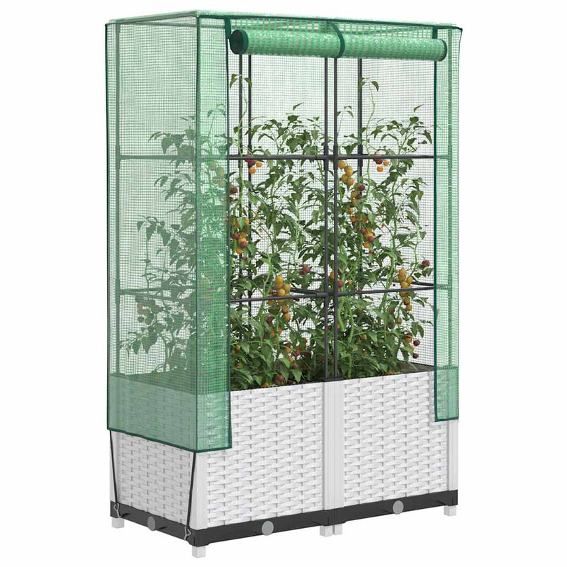 Afbeelding laden in galerijviewer, Vidaxl plantenbak verhoogd met kashoes 80x40x138 cm rattanlook

