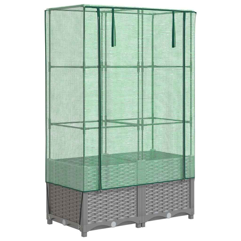 Afbeelding laden in galerijviewer, Vidaxl plantenbak verhoogd met kashoes 80x40x138 cm rattanlook
