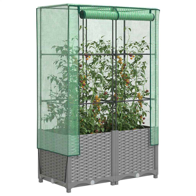 Afbeelding laden in galerijviewer, Vidaxl plantenbak verhoogd met kashoes 80x40x138 cm rattanlook

