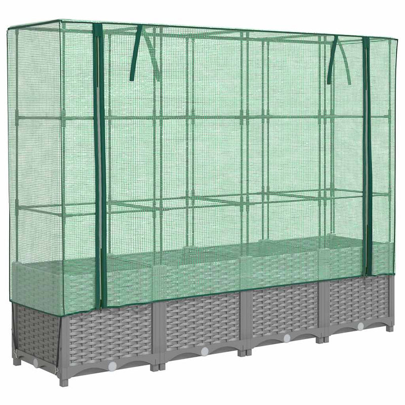 Afbeelding laden in galerijviewer, Vidaxl plantenbak verhoogd met kashoes 160x40x138 cm rattanlook
