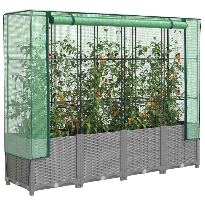 Afbeelding laden in galerijviewer, Vidaxl plantenbak verhoogd met kashoes 160x40x138 cm rattanlook

