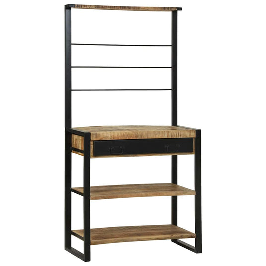 Vidaxl keukenrek bruin en zwart 80 x 40 x 160 cm massief mango hout