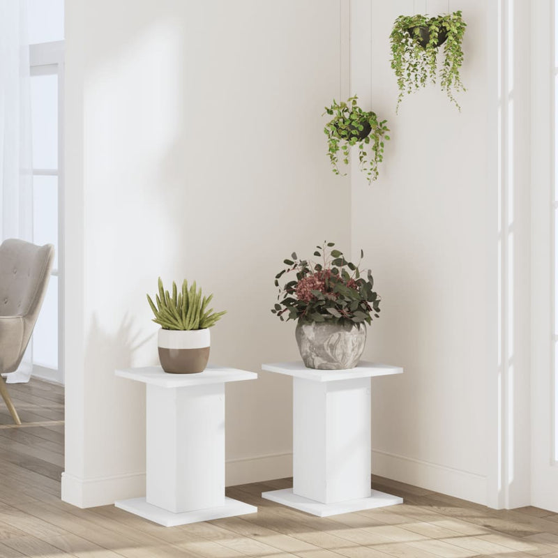 Afbeelding laden in galerijviewer, Vidaxl plantenstandaards 2 st 30x30x40 cm bewerkt hout wit
