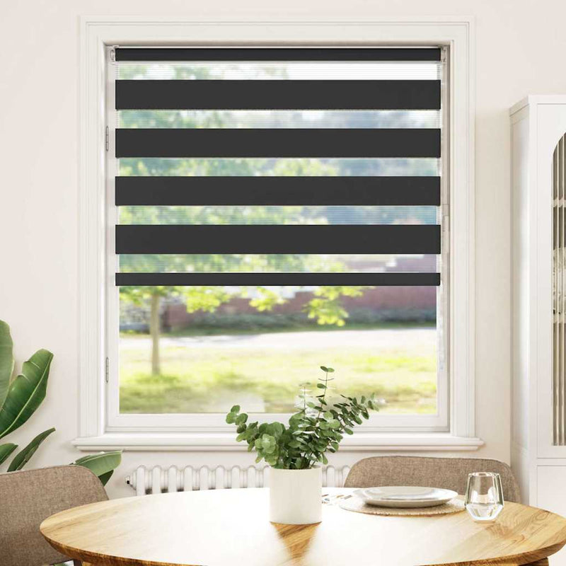Afbeelding laden in galerijviewer, Vidaxl zebra rolgordijn 110x100 cm stofbreedte 105,9 cm zwart
