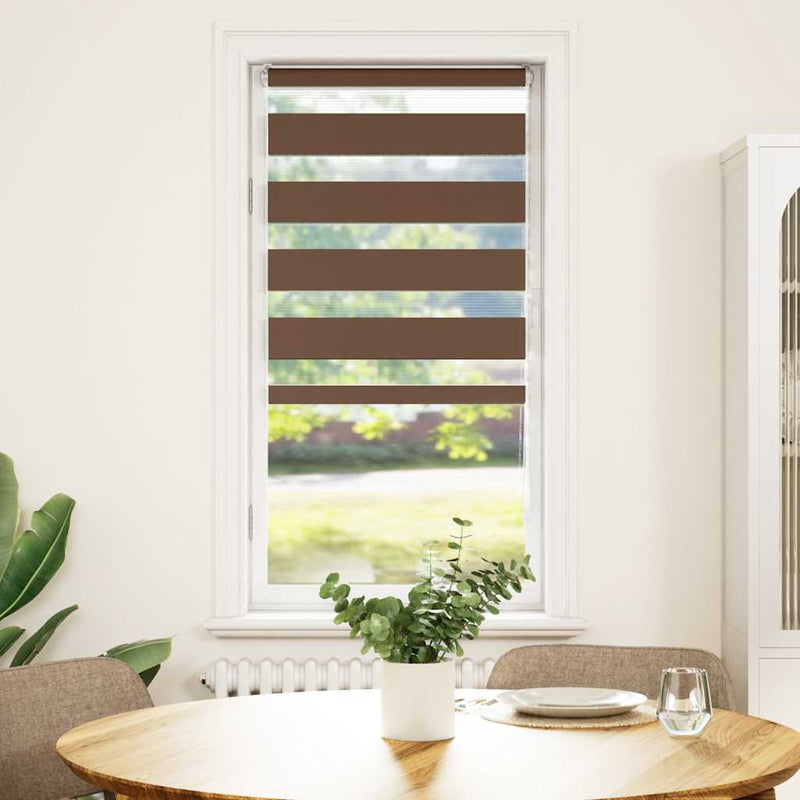 Afbeelding laden in galerijviewer, Vidaxl zebra rolgordijn 55x100 cm stofbreedte 50,9 cm polyester bruin
