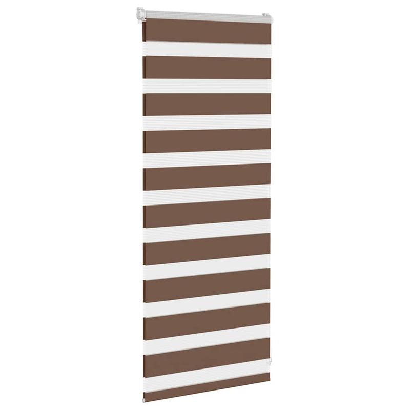 Afbeelding laden in galerijviewer, Vidaxl zebra rolgordijn 55x100 cm stofbreedte 50,9 cm polyester bruin
