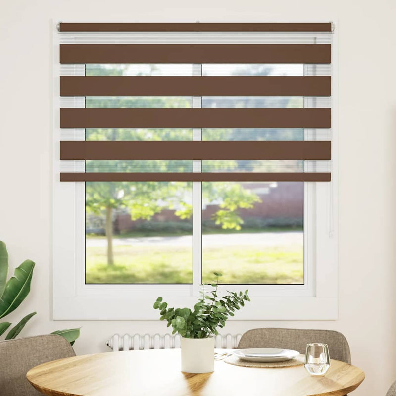 Afbeelding laden in galerijviewer, Vidaxl zebra rolgordijn 120x150 cm stofbreedte 115,9cm polyester bruin
