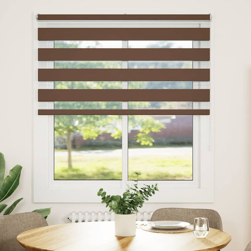 Afbeelding laden in galerijviewer, Vidaxl zebra rolgordijn 130x150 cm stofbreedte 125,9cm polyester bruin
