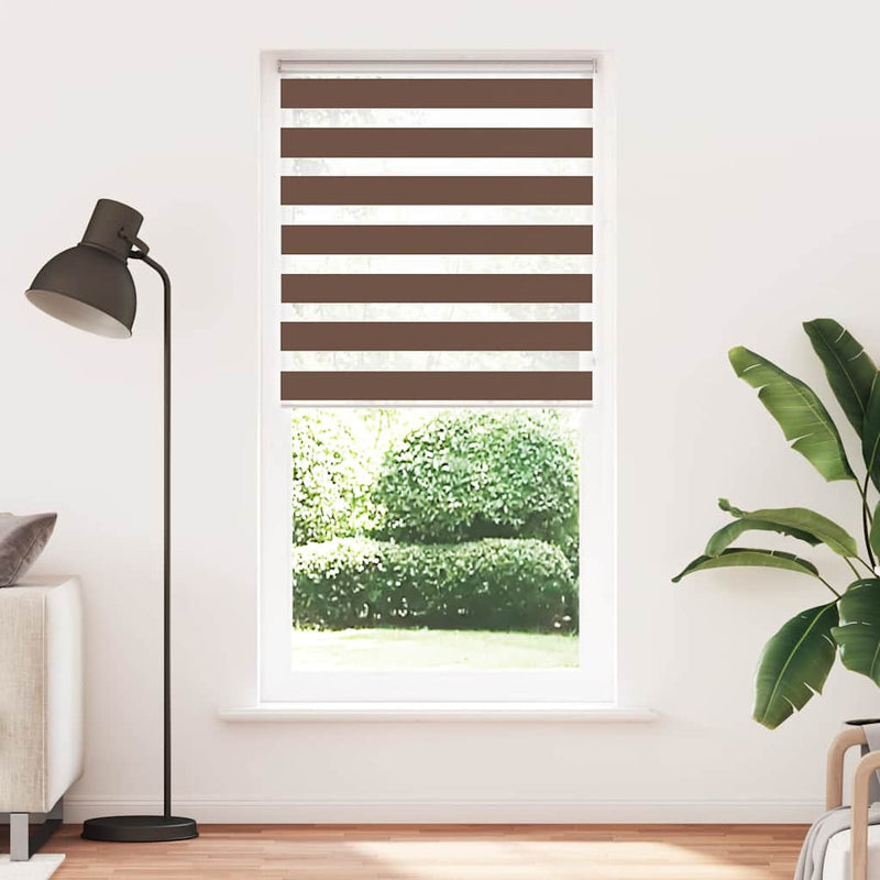 Afbeelding laden in galerijviewer, Vidaxl zebra rolgordijn 95x200 cm stofbreedte 90,9 cm polyester bruin
