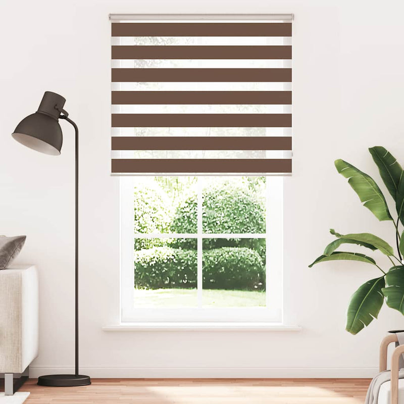 Afbeelding laden in galerijviewer, Vidaxl zebra rolgordijn 130x200 cm stofbreedte 125,9cm polyester bruin
