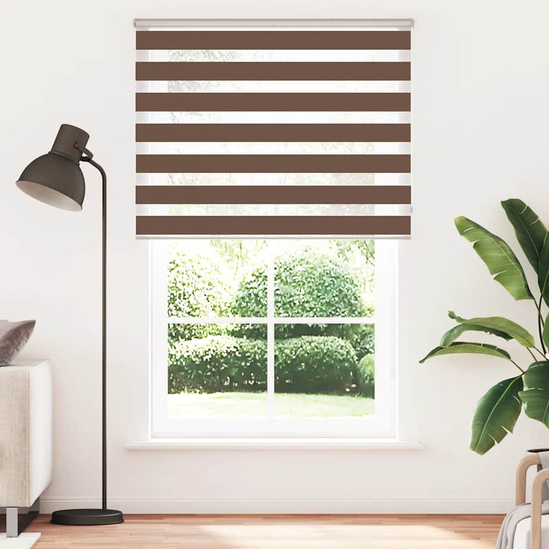 Afbeelding laden in galerijviewer, Vidaxl zebra rolgordijn 145x230 cm stofbreedte 140,9cm polyester bruin
