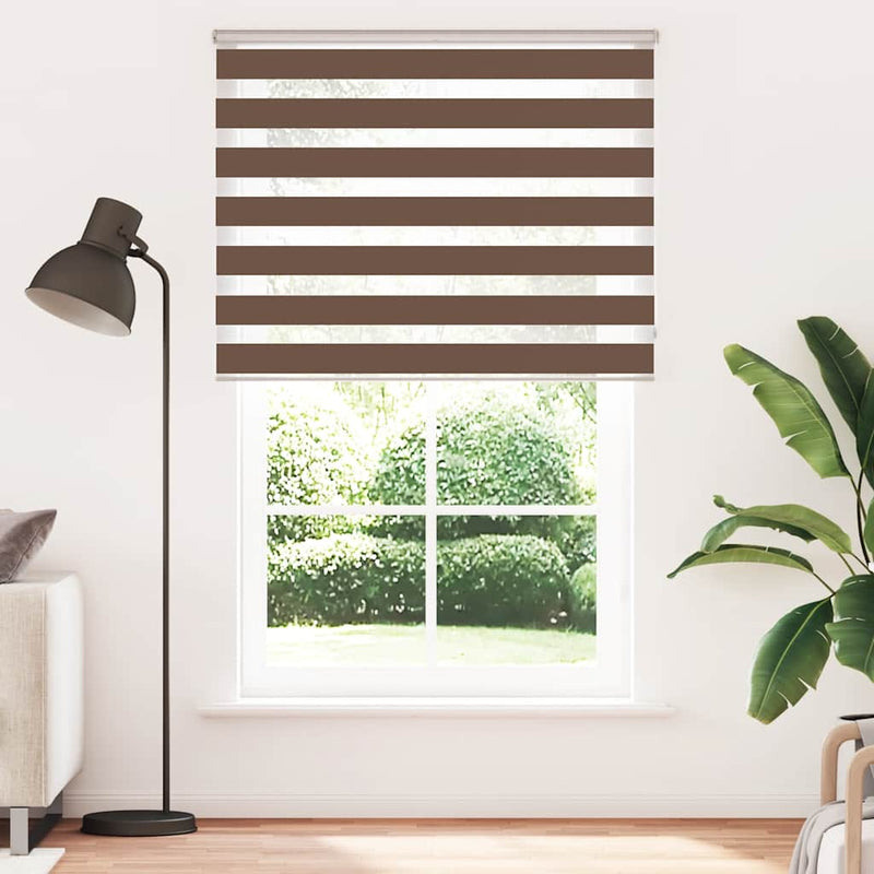 Afbeelding laden in galerijviewer, Vidaxl zebra rolgordijn 150x230 cm stofbreedte 145,9cm polyester bruin
