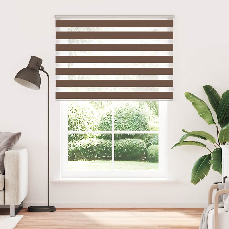 Afbeelding laden in galerijviewer, Vidaxl zebra rolgordijn 160x230 cm stofbreedte 155,9cm polyester bruin

