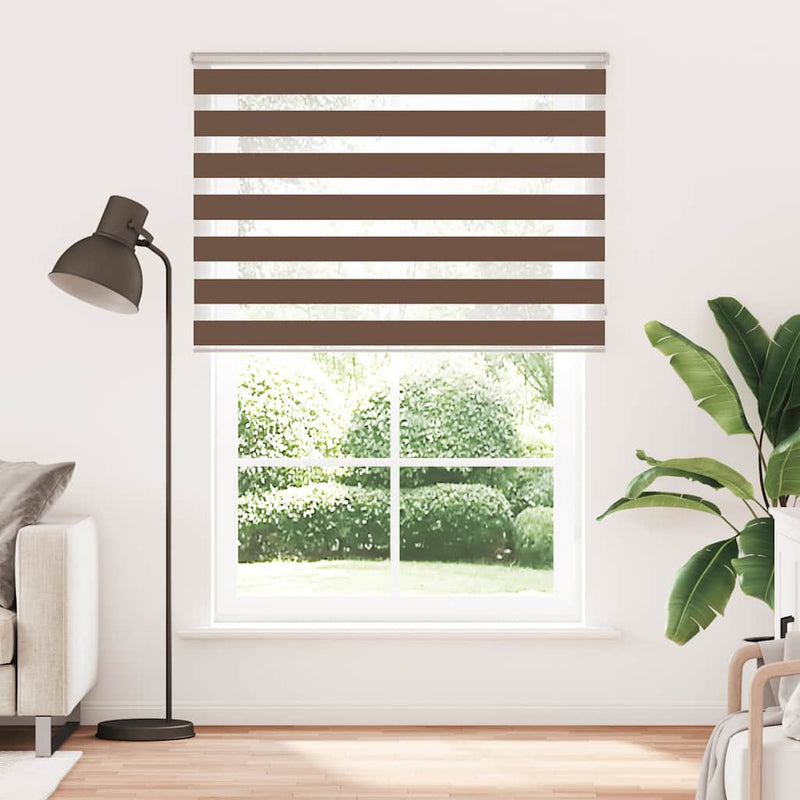 Afbeelding laden in galerijviewer, Vidaxl zebra rolgordijn 165x230 cm stofbreedte 160,9cm polyester bruin
