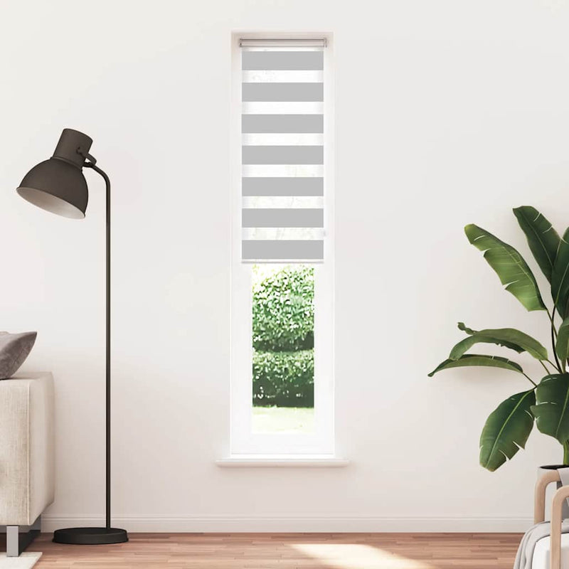 Afbeelding laden in galerijviewer, Vidaxl zebra rolgordijn 50x200 cm stofbreedte 45,9cm lichtgrijs
