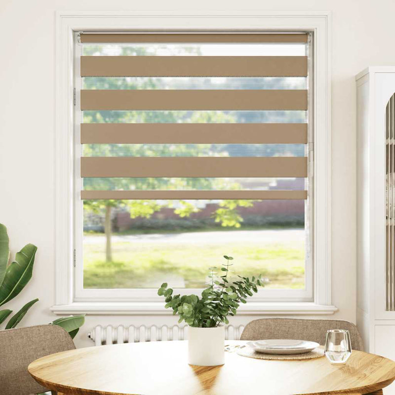 Afbeelding laden in galerijviewer, Vidaxl zebra blind 100x100 cm stofbreedte 95,9 cm polyester zandbruin
