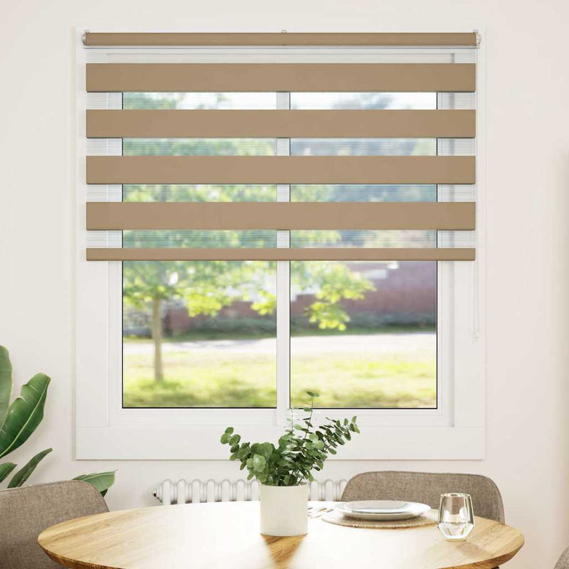 Afbeelding laden in galerijviewer, Vidaxl zebra blind 135x100 cm stofbreedte 130,9 cm polyester zandbruin
